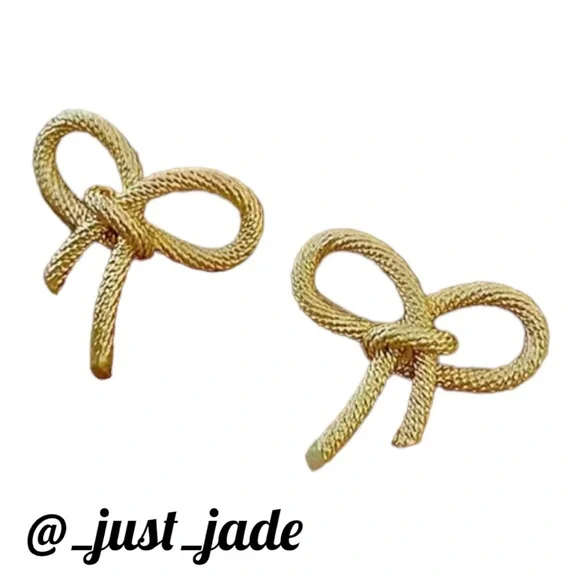 Bowknot Stud Earrings 18K Gold Over Stainless