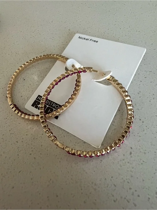 Nordstrom Gold Faceted Hoop Earrings
