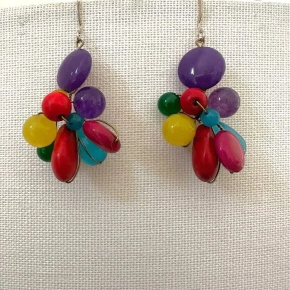 Colorful beaded dangling earrings