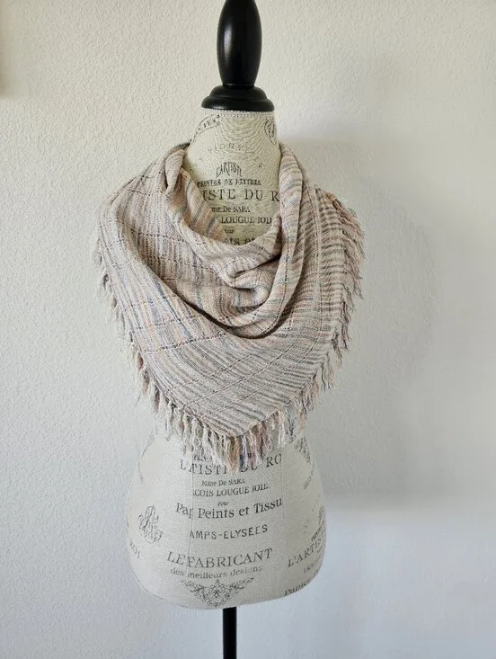 Vintage Boho Earth Tone Striped Square Scarf – 27