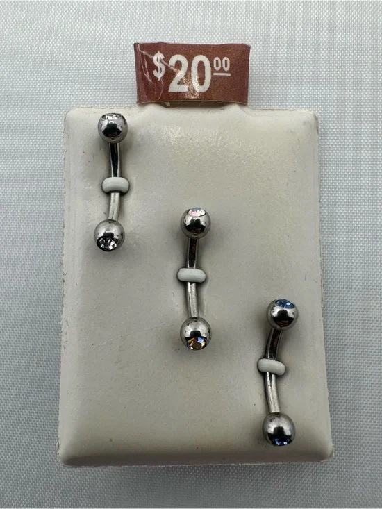 New 16G Eyebrow Barbell Set – Iridescent Trio (Set of 3)