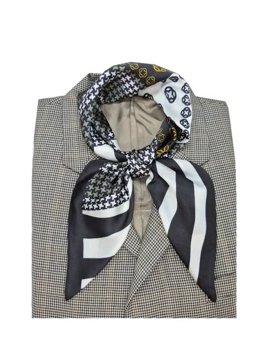 ⭐Luxury Satin Scarf Silky Leopard Animal Print Geometric Bandana Beige Black New
