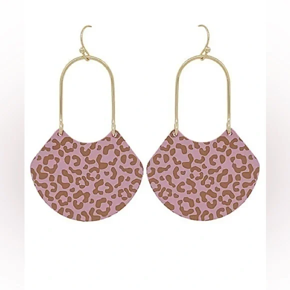 Pink Cheetah Arch Earrings