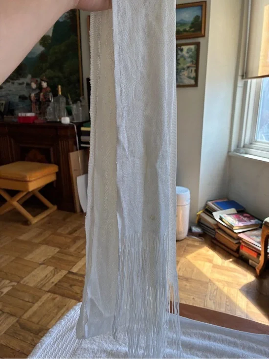 Lightweight White Fringe Scarf - Unbranded