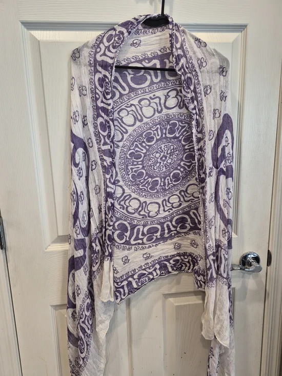 5/25 Boho Purple & White Printed Scarf