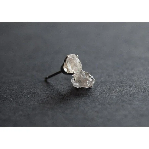 Raw Lake County Diamond Stud Earrings, Sterling Silver