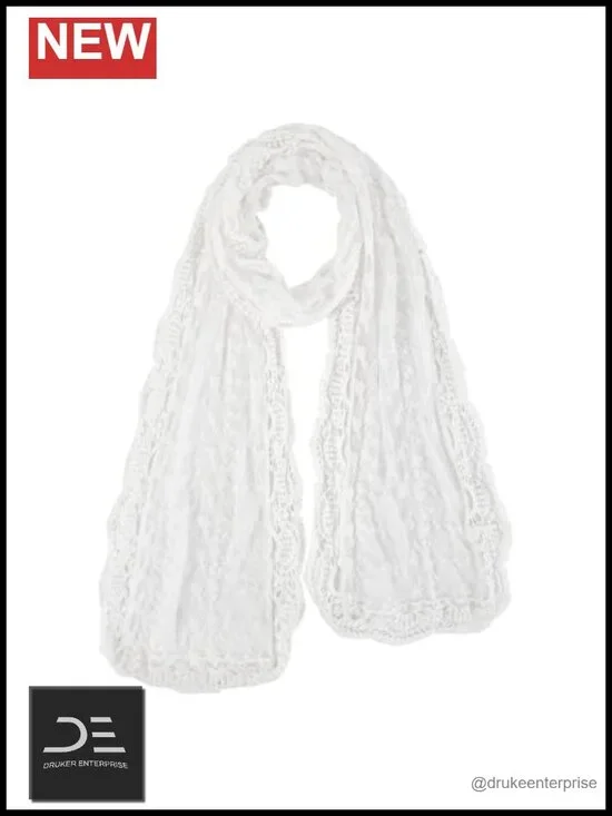 Lace Edge Embroidered Floral Print Lightweight Scarf Wrap