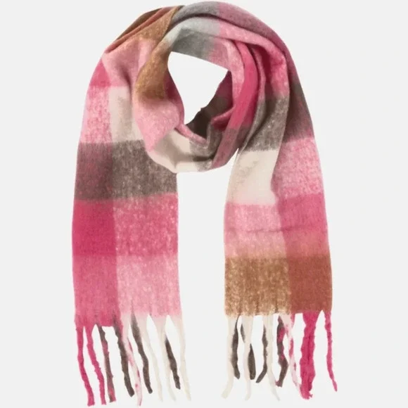 Marcus Adler Oversized Fluffy Plaid Scarf