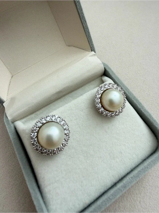 10mm South Sea Golden Pearl Stud Earrings | S925 Sterling Silver | Natural Pearl