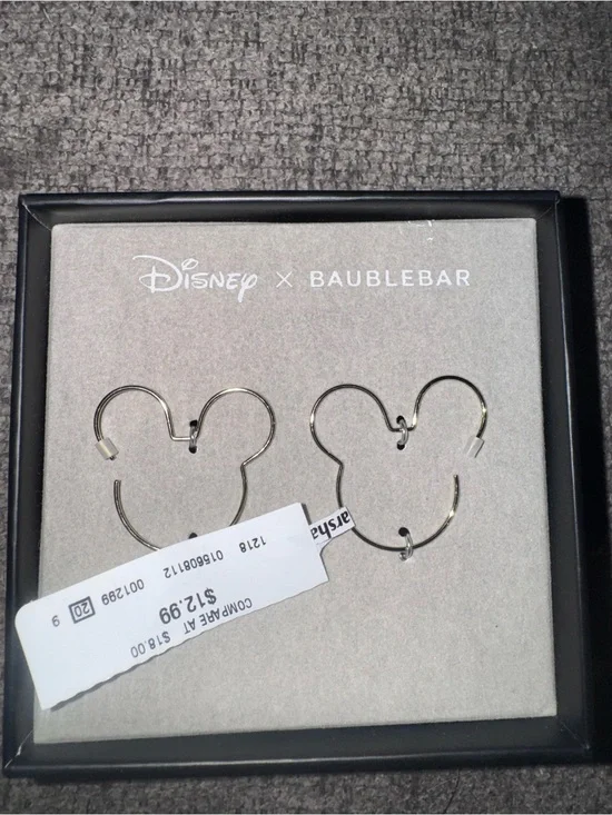 Disney x BaubleBar Gold Mickey Mouse Outline Hoop Earrings NWT