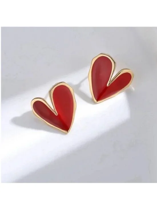 3/$30 New! Rosa Red Gold Heart Post Earrings (2007) NWOT