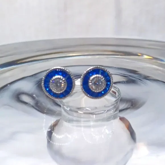 Ice Carats 925 Sterling Silver Blue Spinel Cubic Zirconia Studded Earrin…