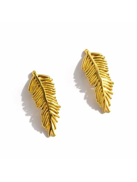 3/$30 New! Lane Gold Boho Leaf Post Drop Earrings NWOT (3043)