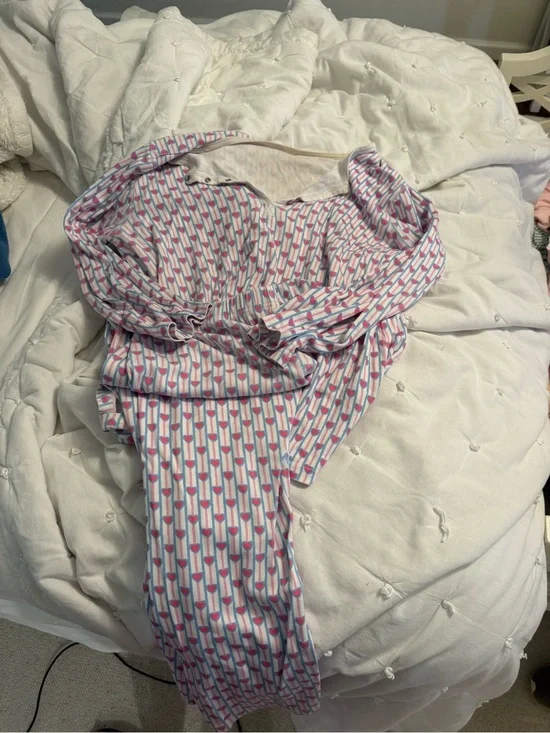 Roller Rabbit Pink and Blue Heart-Stripe Pajama Set