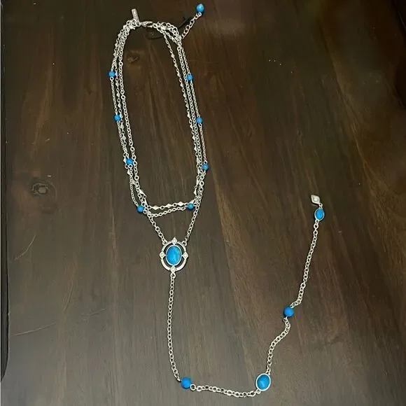 White House Black Market Semiprecious Blue Howlite Y Nacklace