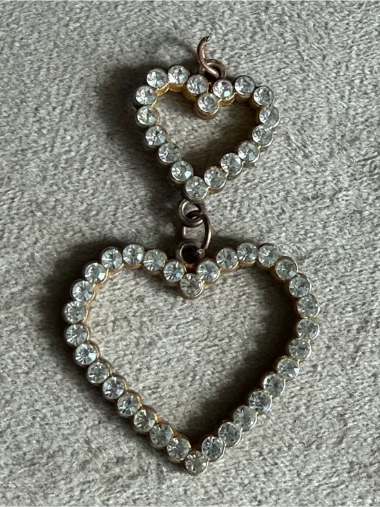Crystal Heart Drop pendant - Clear Rhinestone Hearts