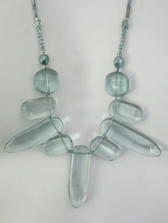 Light Aqua Glass Statement Necklace