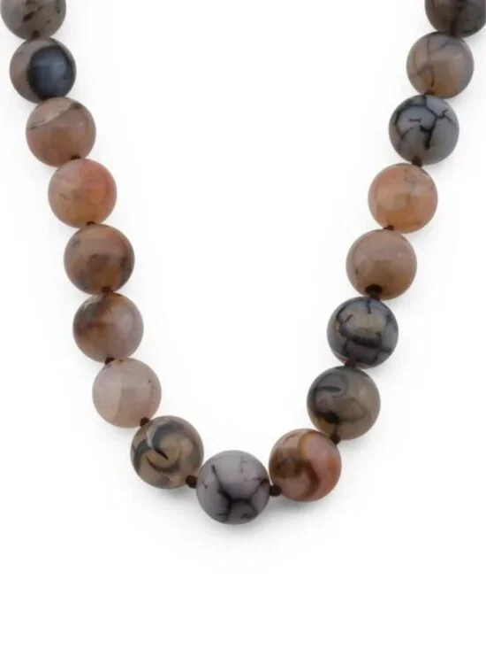 SHIVAM Made In India Brass Agate Beaded Necklace