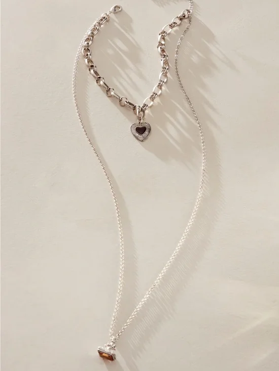 NWT Free People Zehnder Layer Necklace in Silver