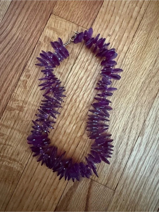 Vintage Purple Beaded Disc Necklace - Women Jewelry
