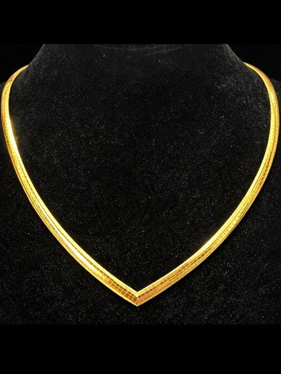 18k Gold Technibond omega mirror polished statement necklace estate vintage HSN