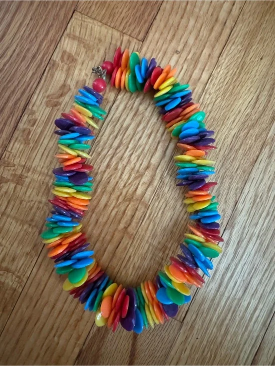 Vintage Colorful Rainbow Disc Necklace - Multicolor