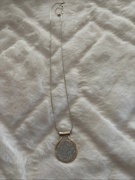 Silver Glitter Pendant Necklace - Women Jewelry