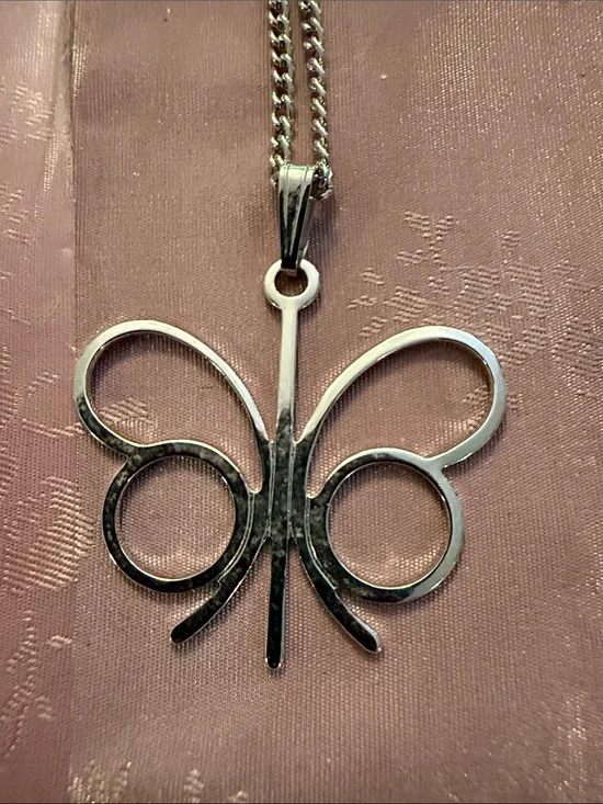 Silver Butterfly Pendant Necklace