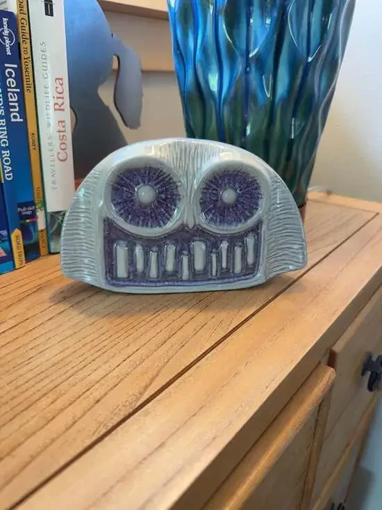 Jonathan Adler Ceramic Owl‎ Figurine Purple and White