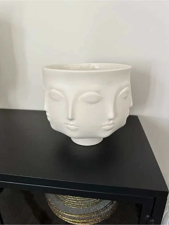 Jonathan Adler White Triple-Face Ceramic Planter