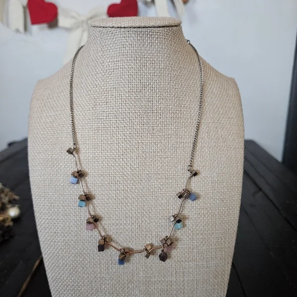 Lia Sophia Vintage Multicolor Beaded Necklace Purple Blue Pink Chatterbox