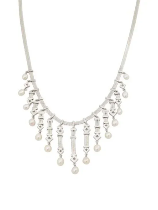KENDRA SCOTT Silver Gracie White Mix Statement Necklace