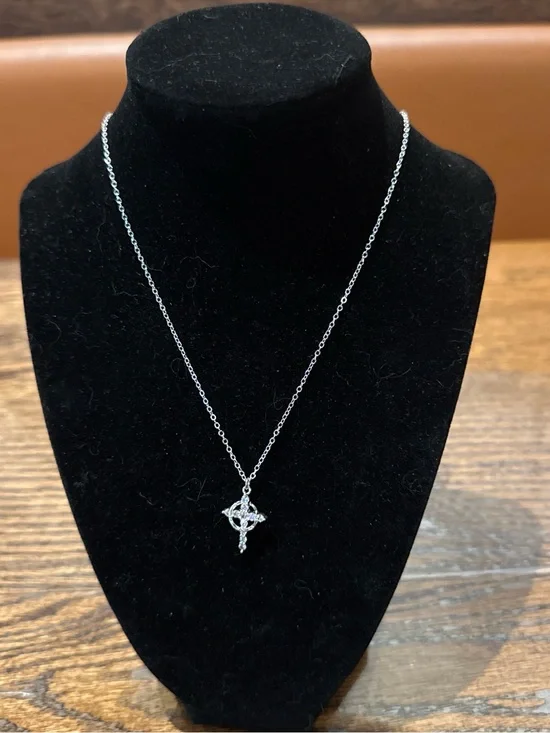 Silver Celtic Knot Cross Pendant Necklace