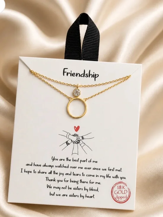 18K Gold Dipped “Friendship” 2 Layered Gold Necklace
