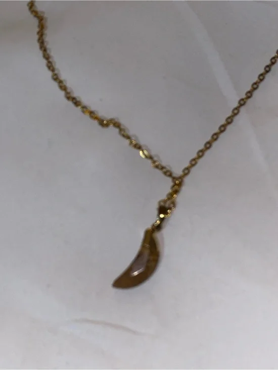 Gold  plated Crescent Pendant Necklace - Women Jewelry