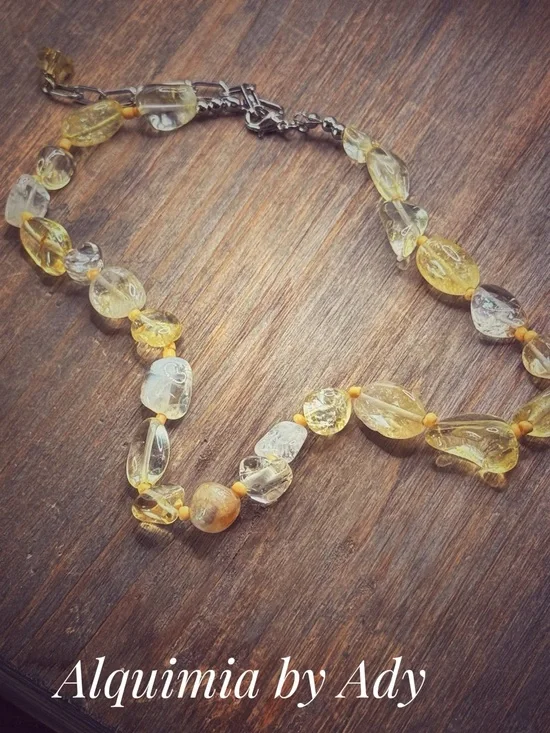 Chunky Citrine Yellow Beaded choker Necklace