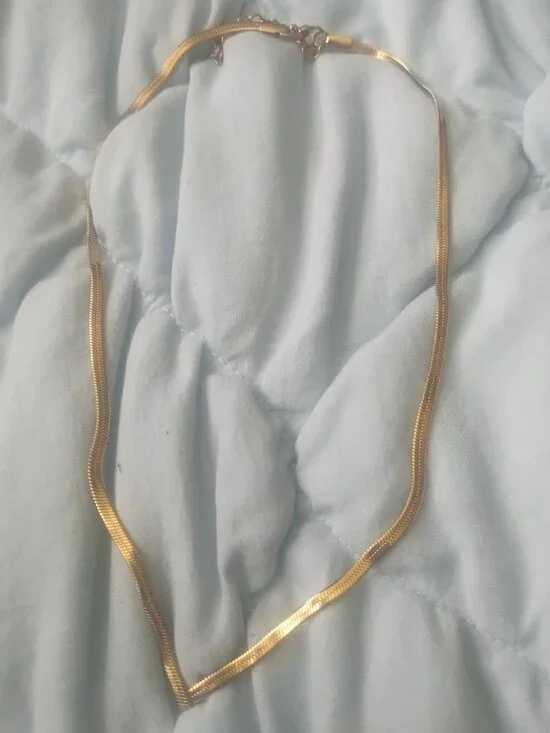 Gold tone v shaped herringbone chain necklace (thin)