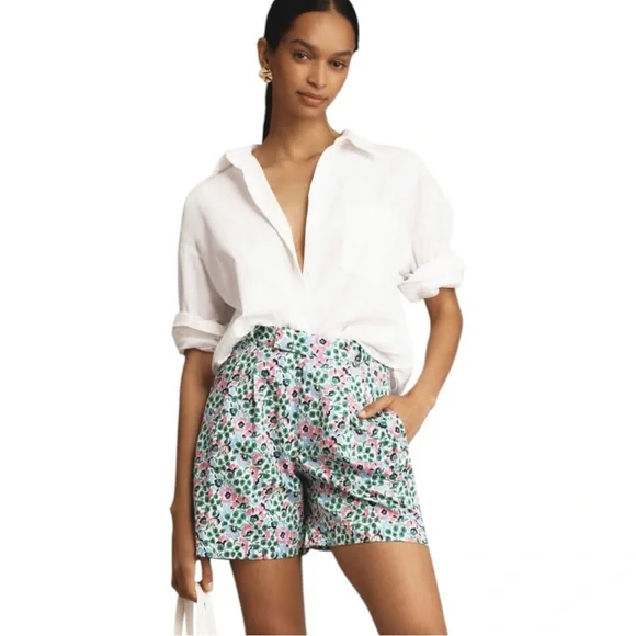 Banjanan Anthropologie Floral Block Print Shorts Boho Resort Cotton Medium‎