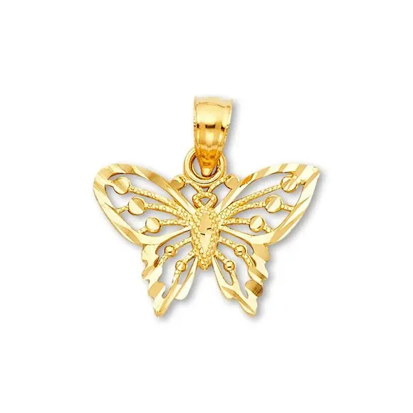 14K Gold Butterfly Pendant | Solid Yellow Gold Nature Charm By Tehrani Jewelry