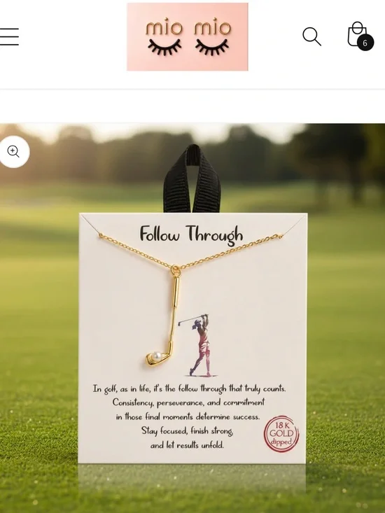 18K Gold Dipped Golf Club Pendant Necklace - “Follow Through”