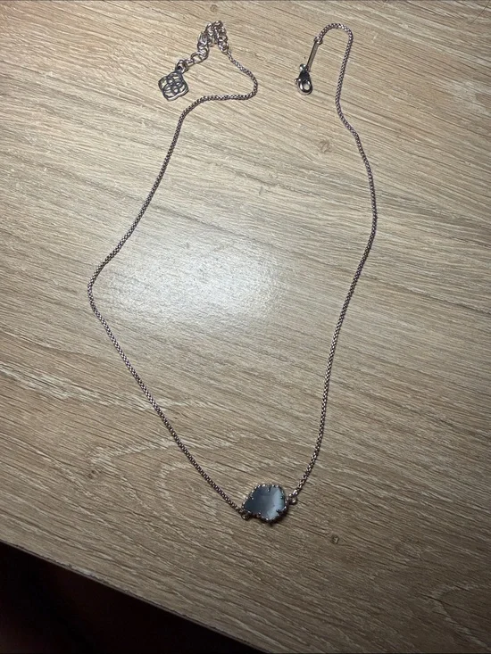 Kendra Scott Silver Chain Necklace with Pale Gray Stone