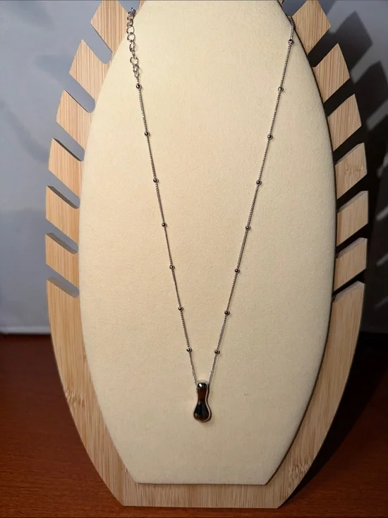 Sterling Silver Teardrop Pendant Necklace - Silver