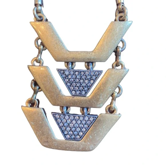 J Crew Mixed Metals Geometric Segmented Necklace