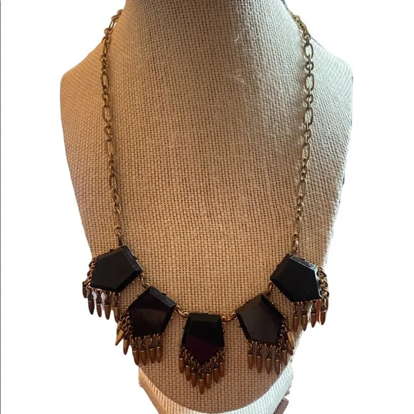 J Crew Vintage Gold and Black Adjustable Necklace
