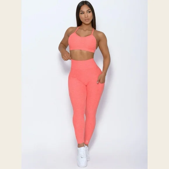 Bombshell Curves Leggings Scrunch Bum Pockets Coral 🍑