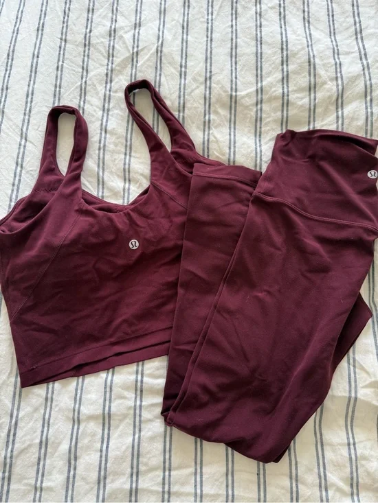lululemon athletica Deep Wine Sports Bra and Leggings Set