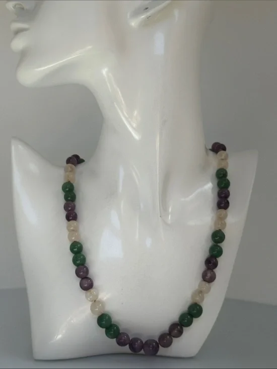 925 sterling silver amethyst Jade Necklace​​