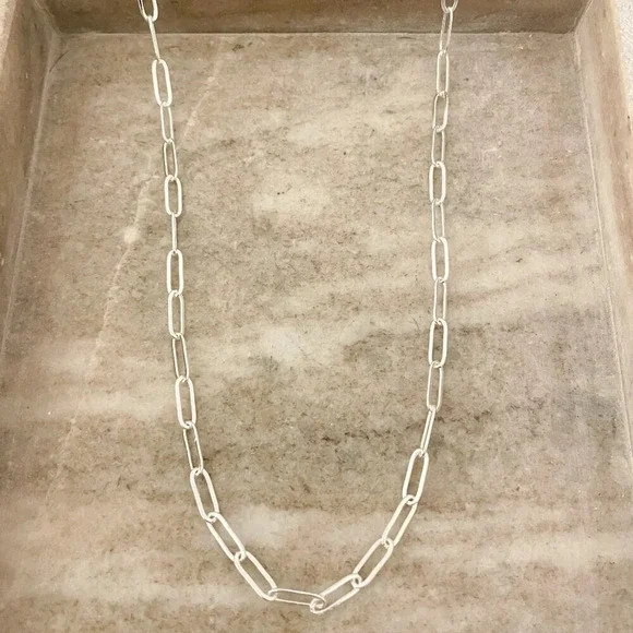 925 Sterling Silver Paperclip Necklace Minimalist Stacking Layer Necklace