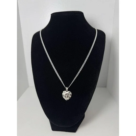 Cadena Tejido Cubano Con Dije De Corazón Stilo Nugget Plata 925 - 20 Inch