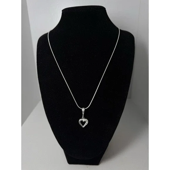 Collar finito Con Dije De Corazón Brillante De plata 925 - 20 Inch
